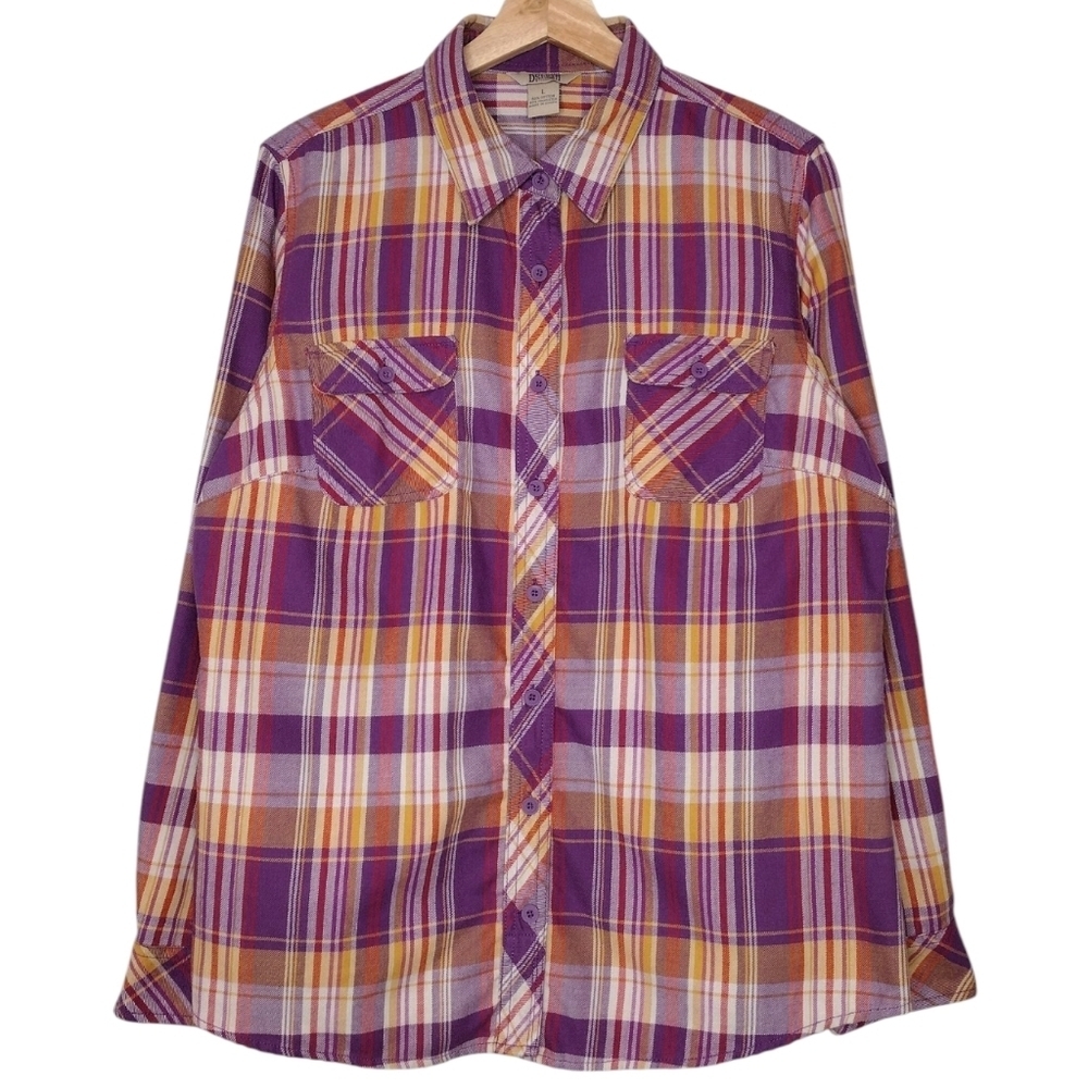 Duluth Trading Co Western Plaid Long-Sleeve Button Down Shirt Sz L